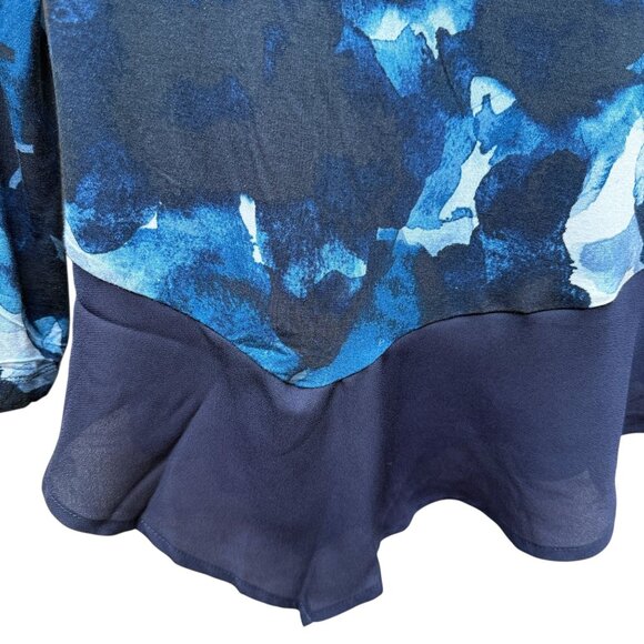 LOGO Lori Goldstein Tunic Top Medium Blue Chiffon Ruffle Long Sleeve Tee NWOT - Picture 5 of 7